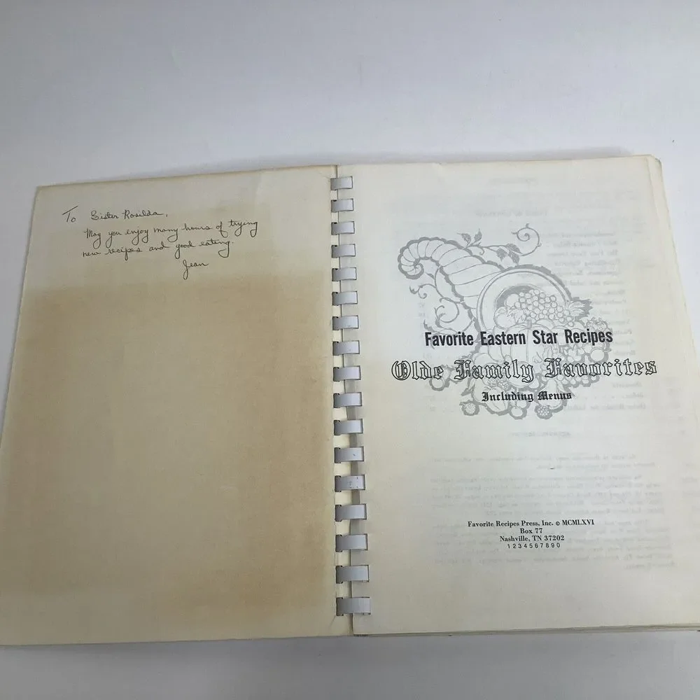 Favorite Eastern Star Recipes Cookbook Olde Family Favorites 1966 Menus Vintage‎